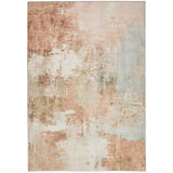 Washable Liberty LIB105 Modern Abstract Distressed Easy-Care Soft Smooth Velvet Touch Polyester Short Pile Flatweave Spring/Ivory/Blush/Peach Coral/Sage/Olive/Blue/Taupe Rug