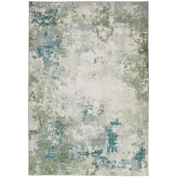 Washable Liberty LIB109 Modern Abstract Distressed Easy-Care Soft Smooth Velvet Touch Polyester Short Pile Flatweave Ivory/Seafoam Green/Teal Blue/Grey/Olive Rug-Concept Looms-Rug Love - The Most Loved Rug Store