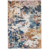 Washable Liberty LIB110 Modern Abstract Distressed Easy-Care Soft Smooth Velvet Touch Polyester Short Pile Flatweave Cobalt Blue/Navy/Rust Brown/Blush/Beige/Ivory Rug