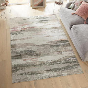 Washable Liberty LIB111 Modern Abstract Distressed Easy-Care Soft Smooth Velvet Touch Polyester Short Pile Flatweave Beige/Taupe/Grey/Blush/Ivory/Charcoal Rug-Concept Looms-Rug Love - The Most Loved Rug Store