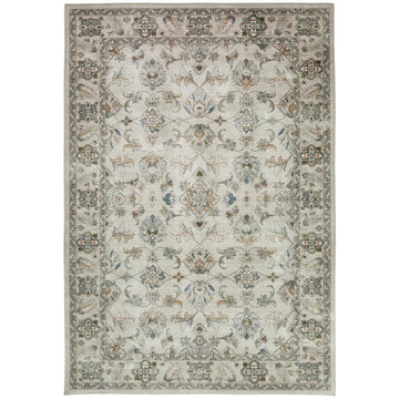 Washable Liberty LIB204 Traditional Distressed Floral Medallion Border Easy-Care Soft Smooth Velvet Touch Polyester Short Pile Flatweave Taupe/Ivory/Charcoal/Olive/Muted Blue/Rust Brown Rug-Concept Looms-Rug Love - The Most Loved Rug Store