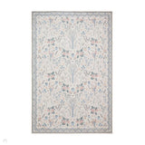 Washable Versailles H1373 Traditional Floral Border Distressed Soft Digitally Printed Lightweight Textured Polyester Flatweave Warm Beige/Navy/Sky/Soft Gold/Blush Peach Rug