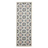 Washable Victoria H1187 Modern Vintage Diamond Tile Lattice Star Lightweight Printed Polyester Flatweave Grey/Orange Rug