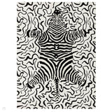 Wilder Zebra Modern Animal-Inspired Textured Soft-Touch Knitted Polyester Shimmer Durable Easy-Care Low Profile Short Pile Mono/White/Black Rug