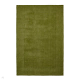 Windsor Modern Plain Hand-Woven Ribbed Textured Border Wool Olive Green Rug