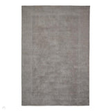 Windsor Modern Plain Hand-Woven Ribbed Textured Border Wool Warm Grey Rug