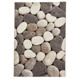 Woodland 2099 Modern Abstract Pebble Stones Soft High-Density Durable Easy-Care Polypropylene Cream/Grey Rug