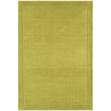York Modern Plain Textured Subtle Ribbed Stripe Contrasting Smooth Border Handwoven Wool Loop Pile Fresh Green Rug