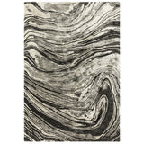 Katherine Carnaby Tuscany Modern Abstract Marbled Shimmer Smooth Soft-Touch High-Density Handmade Bamboo Silk/Wool Marquina Marble Ivory Beige/Taupe/Black/Charcoal/Grey/Silver Rug