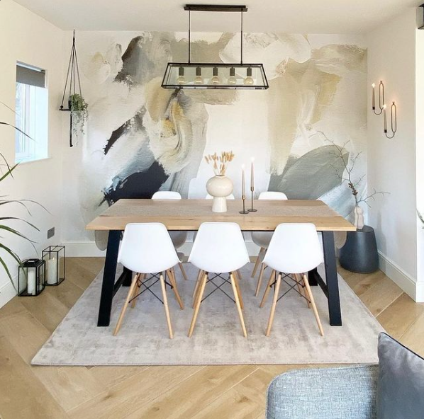 Rug Your Appetite: How to Serve Up a Modern Abstract Dining Area with a Dash of Quirkiness