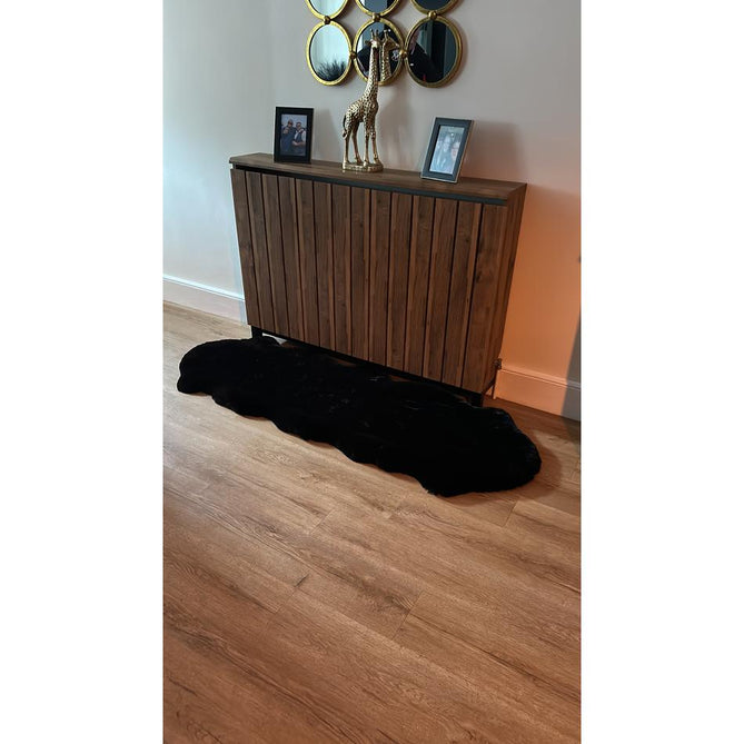 Super Teddy Super Soft Plush Hi Pile Silky Faux Fur Shaggy Sheepskin Black Double/Runner