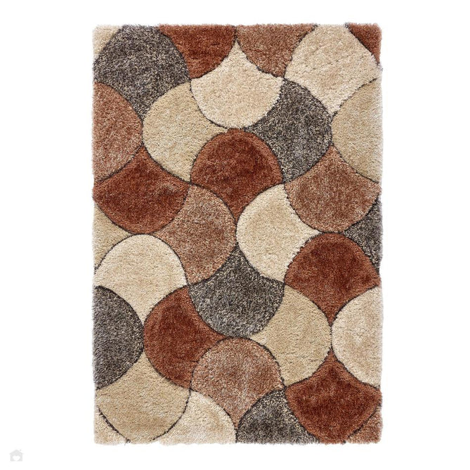 3D Scallop Modern Plain Geometric Soft Plush Carved Hi-Lo Polyester Shimmer Shaggy Terracotta Rug-Origins-Rug Love - The Most Loved Rug Store