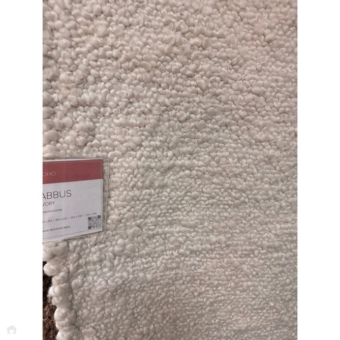 Abbus Modern Boucle Plain Hand-Woven Textured-Effect Soft-Touch Polyester Flatweave Ivory Rug-Asiatic Carpets-Rug Love - The Most Loved Rug Store