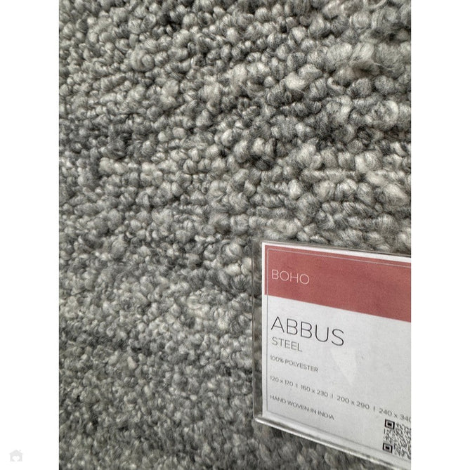 Abbus Modern Boucle Plain Subtle Stripe Hand-Woven Textured-Effect Soft-Touch Polyester Flatweave Steel Grey Rug-Asiatic Carpets-Rug Love - The Most Loved Rug Store