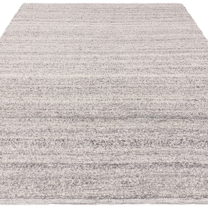 Abbus Modern Boucle Plain Subtle Stripe Hand-Woven Textured-Effect Soft-Touch Polyester Flatweave Steel Grey Rug-Asiatic Carpets-Rug Love - The Most Loved Rug Store