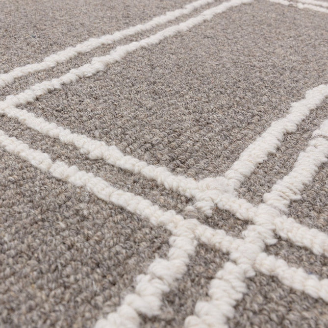Ada Modern Plain Geometric Ivory Hi-Low Loop Linear Path Hand-Woven Ribbed Textured Wool Grey Rug-Asiatic Carpets-Rug Love - The Most Loved Rug Store