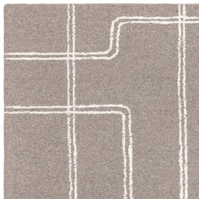 Ada Modern Plain Geometric Ivory Hi-Low Loop Linear Path Hand-Woven Ribbed Textured Wool Grey Rug-Asiatic Carpets-Rug Love - The Most Loved Rug Store