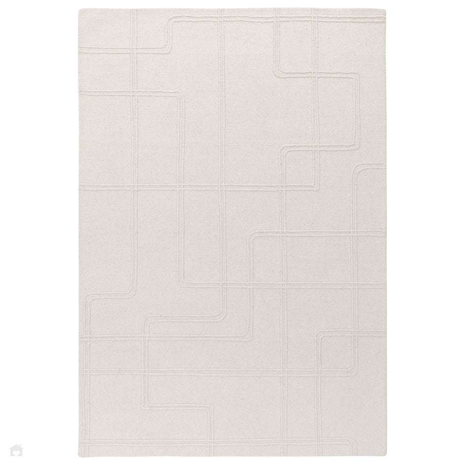 On Sale Ada Modern Plain Geometric Ivory Hi-Low Loop Linear Path Hand ...