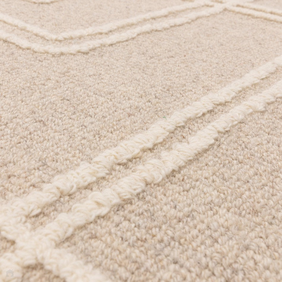 Sand Geometric Rug On Sale Ada Modern Plain Geometric Ivory Hi-Low Loop Linear Path Hand ...