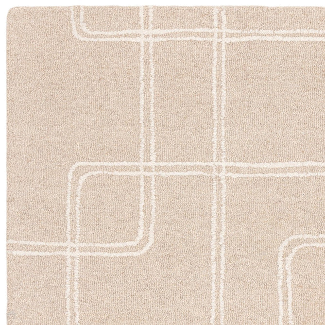 Ada Modern Plain Geometric Ivory Hi-Low Loop Linear Path Hand-Woven Ribbed Textured Wool Sand/Beige Rug-Asiatic Carpets-Rug Love - The Most Loved Rug Store