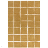Albany Grid Modern Geometric Hand-Woven Wool Gold/Cream Rug