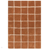 Albany Grid Modern Geometric Hand-Woven Wool Rust/Cream Rug