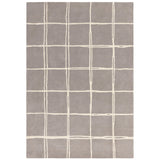 Albany Grid Modern Geometric Hand-Woven Wool Silver/Cream Rug