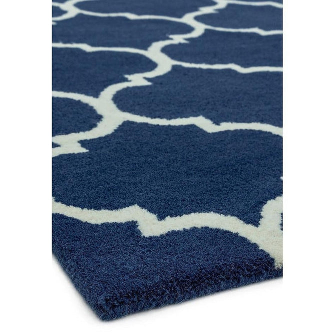Albany Ogee Modern Geometric Hand-Woven Wool Blue/Cream Rug-Asiatic Carpets-Rug Love - The Most Loved Rug Store