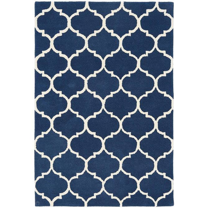 Albany Ogee Modern Geometric Hand-Woven Wool Blue/Cream Rug-Asiatic Carpets-Rug Love - The Most Loved Rug Store