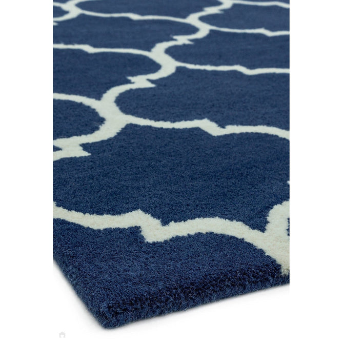 Albany Ogee Modern Geometric Hand-Woven Wool Blue/Cream Rug-Asiatic Carpets-Rug Love - The Most Loved Rug Store