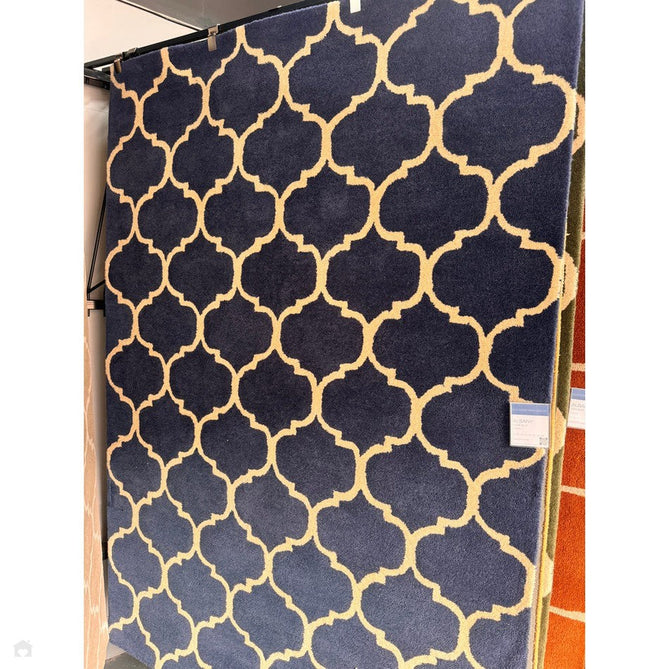 Albany Ogee Modern Geometric Hand-Woven Wool Blue/Cream Rug-Asiatic Carpets-Rug Love - The Most Loved Rug Store