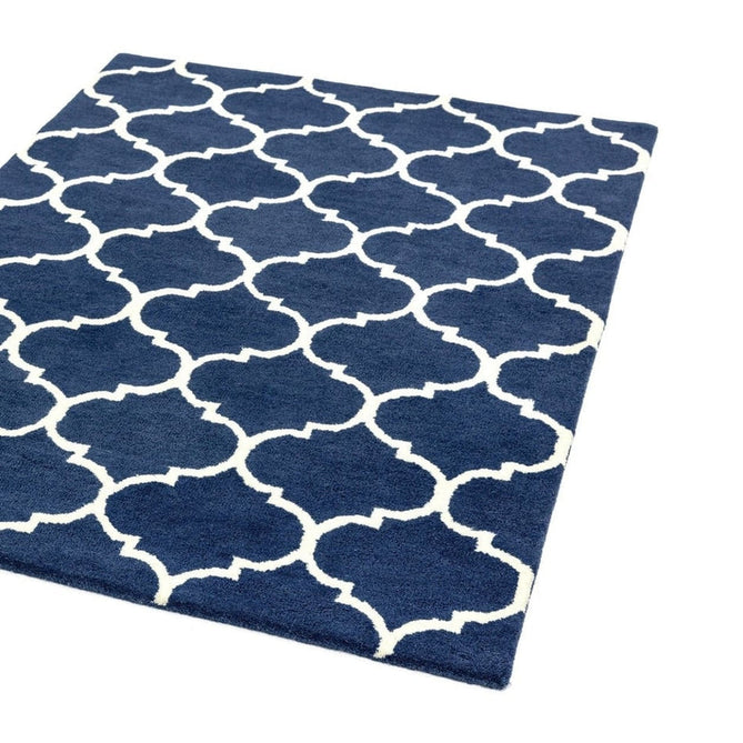 Albany Ogee Modern Geometric Hand-Woven Wool Blue/Cream Rug-Asiatic Carpets-Rug Love - The Most Loved Rug Store