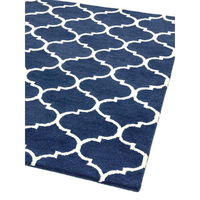 Albany Ogee Modern Geometric Hand-Woven Wool Blue/Cream Rug-Asiatic Carpets-Rug Love - The Most Loved Rug Store