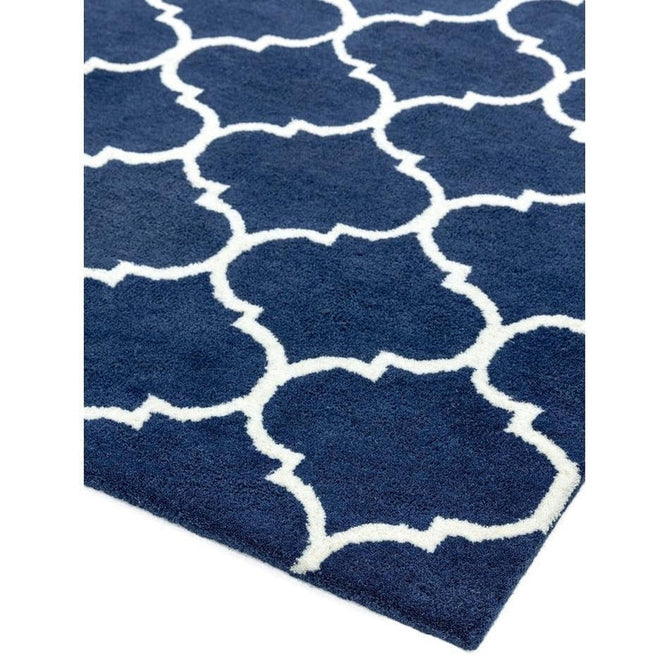 Albany Ogee Modern Geometric Hand-Woven Wool Blue/Cream Rug-Asiatic Carpets-Rug Love - The Most Loved Rug Store