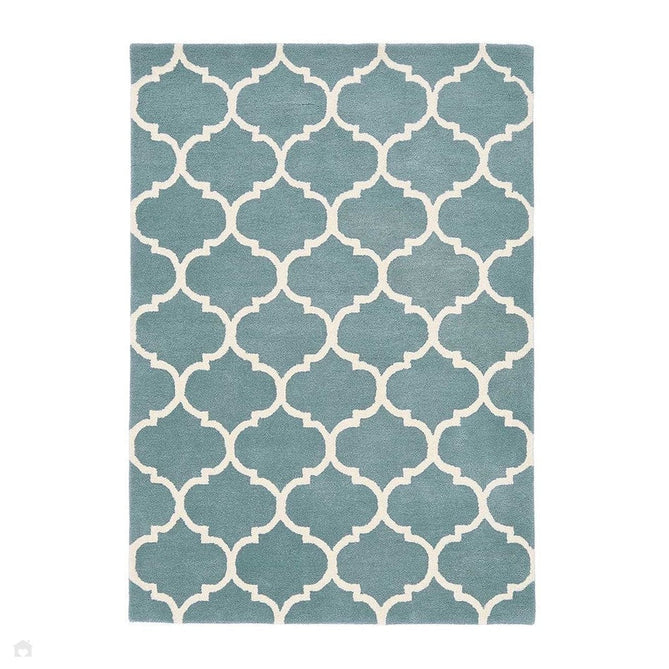 Albany Ogee Modern Geometric Hand-Woven Wool Duck Egg/Cream Rug-Asiatic Carpets-Rug Love - The Most Loved Rug Store