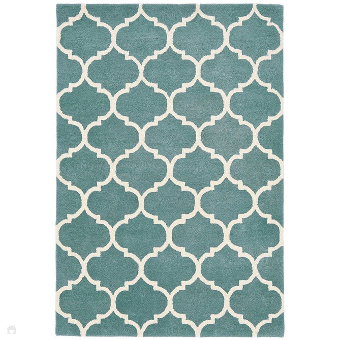 Albany Ogee Modern Geometric Hand-Woven Wool Duck Egg/Cream Rug-Asiatic Carpets-Rug Love - The Most Loved Rug Store