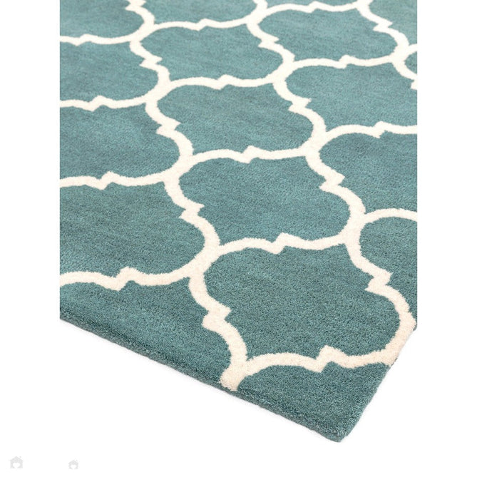 Albany Ogee Modern Geometric Hand-Woven Wool Duck Egg/Cream Rug-Asiatic Carpets-Rug Love - The Most Loved Rug Store