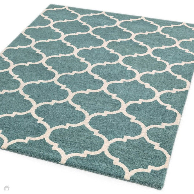 Albany Ogee Modern Geometric Hand-Woven Wool Duck Egg/Cream Rug-Asiatic Carpets-Rug Love - The Most Loved Rug Store