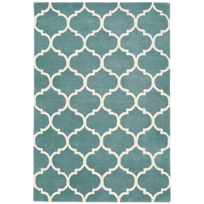 Albany Ogee Modern Geometric Hand-Woven Wool Duck Egg/Cream Rug-Asiatic Carpets-Rug Love - The Most Loved Rug Store