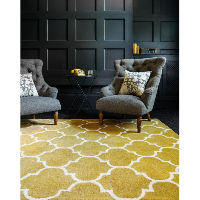 Albany Ogee Modern Geometric Hand-Woven Wool Ochre/Cream Rug-Asiatic Carpets-Rug Love - The Most Loved Rug Store