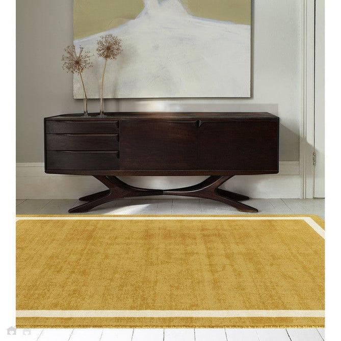 Albi Modern Plain Border Hand-Woven Textured Low Profile Tip Sheared Short Pile Ochre Rug-Asiatic Carpets-Rug Love - The Most Loved Rug Store