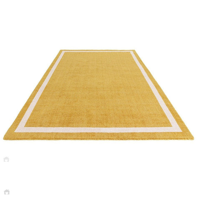 Albi Modern Plain Border Hand-Woven Textured Low Profile Tip Sheared Short Pile Ochre Rug-Asiatic Carpets-Rug Love - The Most Loved Rug Store