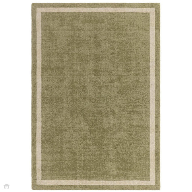 Albi Modern Plain Border Hand-Woven Textured Wool Low Profile Tip Sheared Short Pile Green Rug-Asiatic Carpets-Rug Love - The Most Loved Rug Store