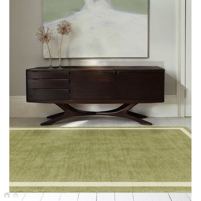 Albi Modern Plain Border Hand-Woven Textured Wool Low Profile Tip Sheared Short Pile Green Rug-Asiatic Carpets-Rug Love - The Most Loved Rug Store