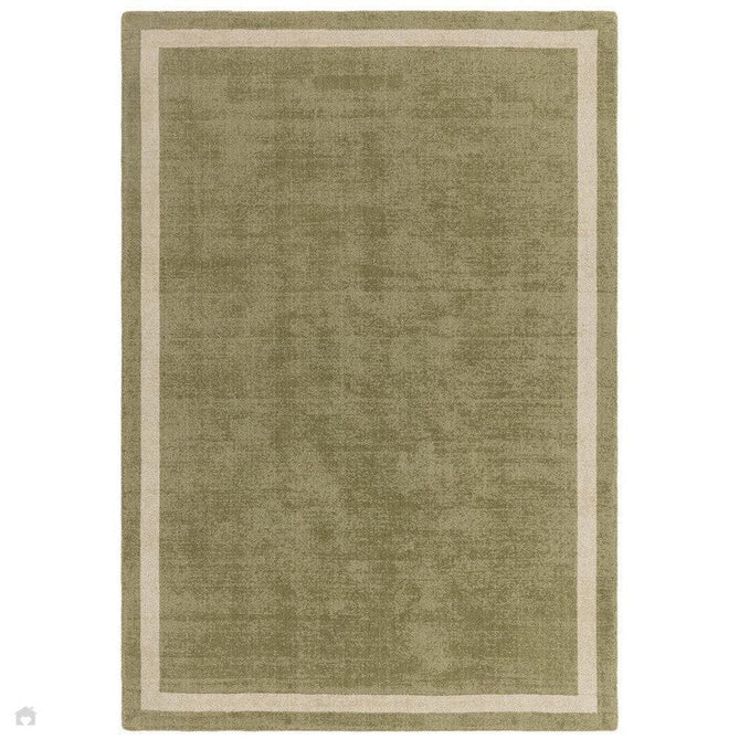 Albi Modern Plain Border Hand-Woven Textured Wool Low Profile Tip Sheared Short Pile Green Rug-Asiatic Carpets-Rug Love - The Most Loved Rug Store