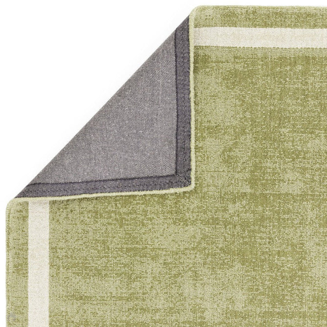 Albi Modern Plain Border Hand-Woven Textured Wool Low Profile Tip Sheared Short Pile Green Runner-Asiatic Carpets-Rug Love - The Most Loved Rug Store