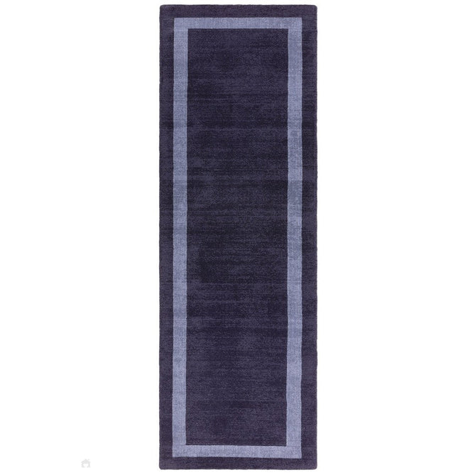 Albi Modern Plain Border Hand-Woven Textured Wool Low Profile Tip Sheared Short Pile Navy Blue Runner-Asiatic Carpets-Rug Love - The Most Loved Rug Store