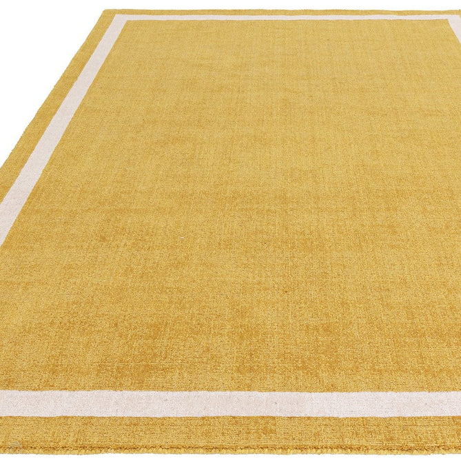 Albi Modern Plain Border Hand-Woven Textured Wool Low Profile Tip Sheared Short Pile Ochre Yellow Runner-Asiatic Carpets-Rug Love - The Most Loved Rug Store