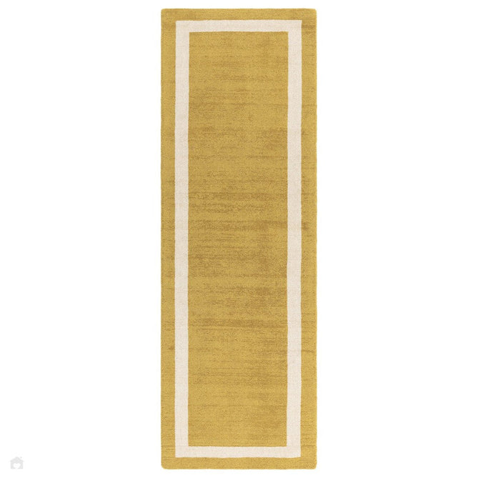Albi Modern Plain Border Hand-Woven Textured Wool Low Profile Tip Sheared Short Pile Ochre Yellow Runner-Asiatic Carpets-Rug Love - The Most Loved Rug Store