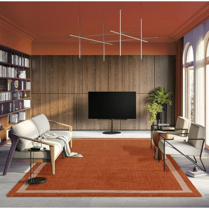 Albi Modern Plain Border Hand-Woven Textured Wool Low Profile Tip Sheared Short Pile Orange Rug-Asiatic Carpets-Rug Love - The Most Loved Rug Store